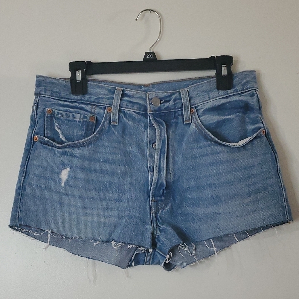 Levi's 501 Denim Cutoff Shorts Size 30 Button Fly Medium Wash Womens